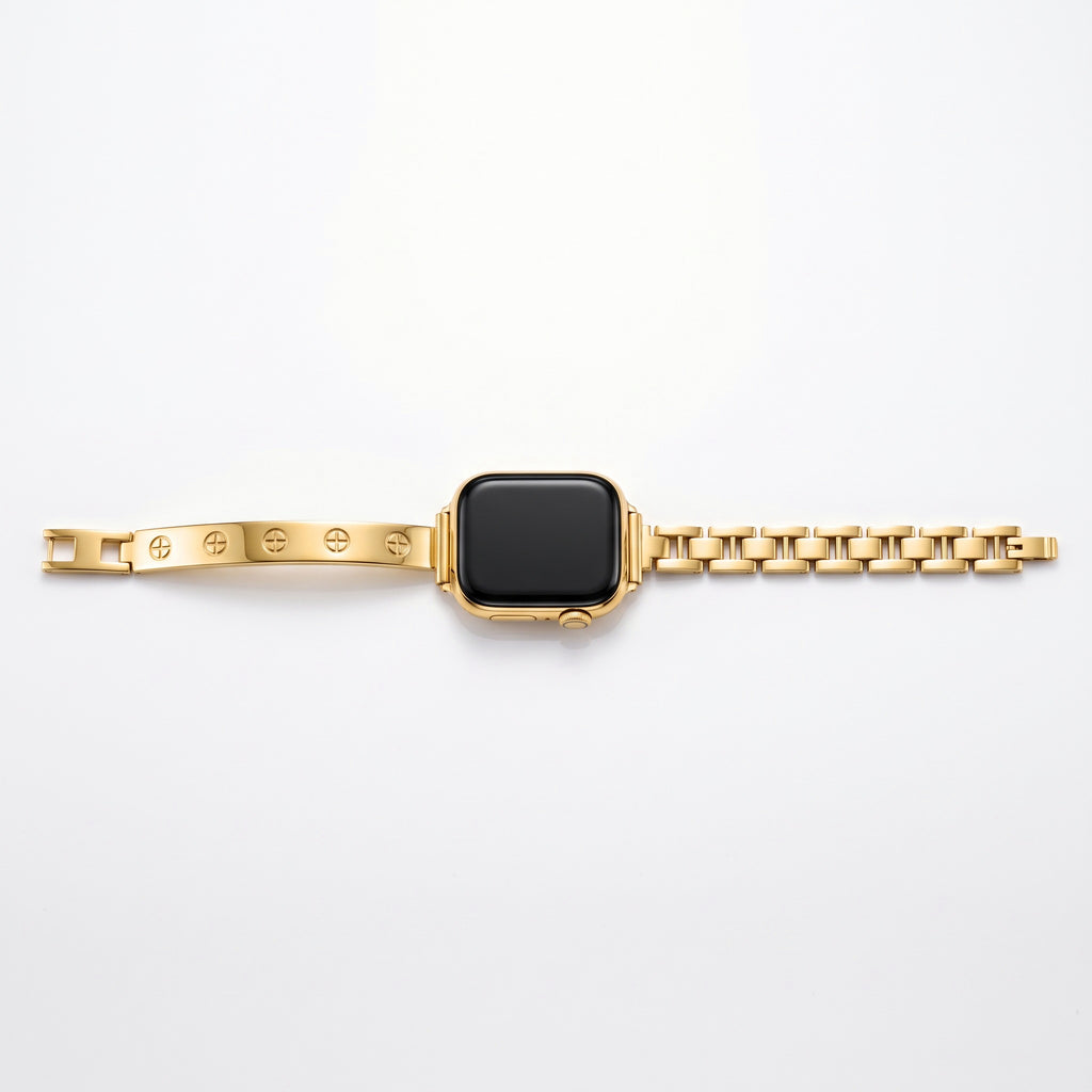 Amore Bangle Band in gold laid flat