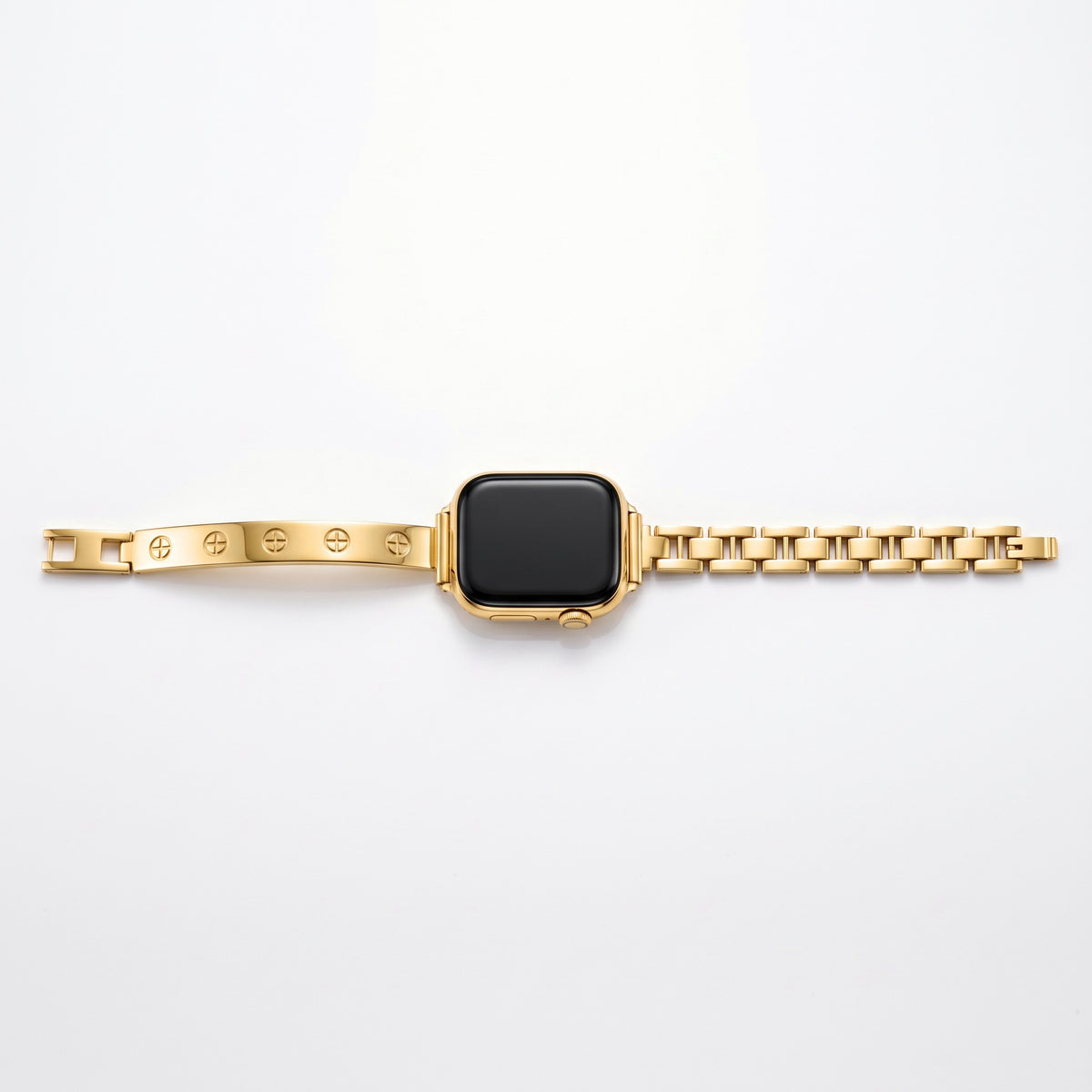 Amore Bangle Band in gold laid flat