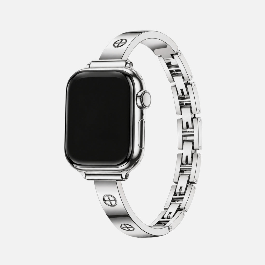 Amore Bangle Band in silver on an Apple Watch
