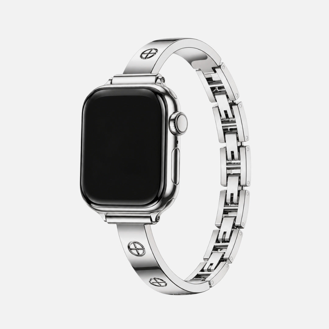 Amore Bangle Band in silver on an Apple Watch