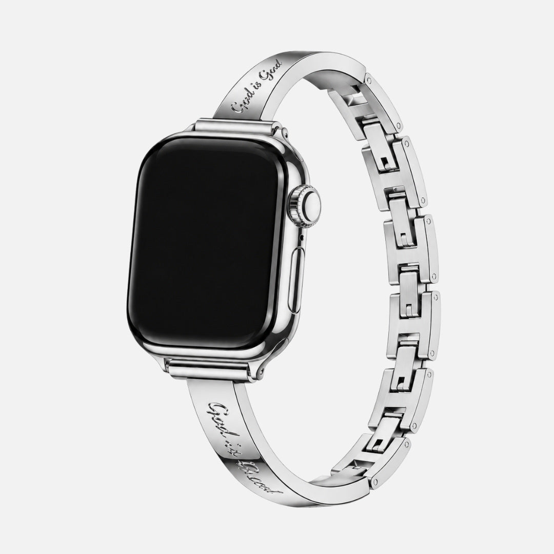 Fede Bangle Band in silver on an Apple Watch