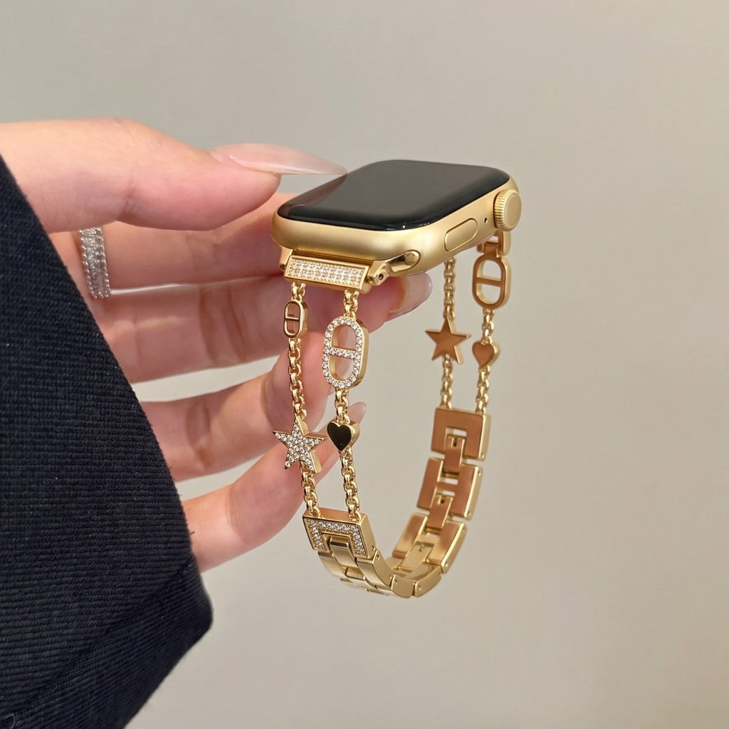 Stellina Charm Band in gold styled with bracelets