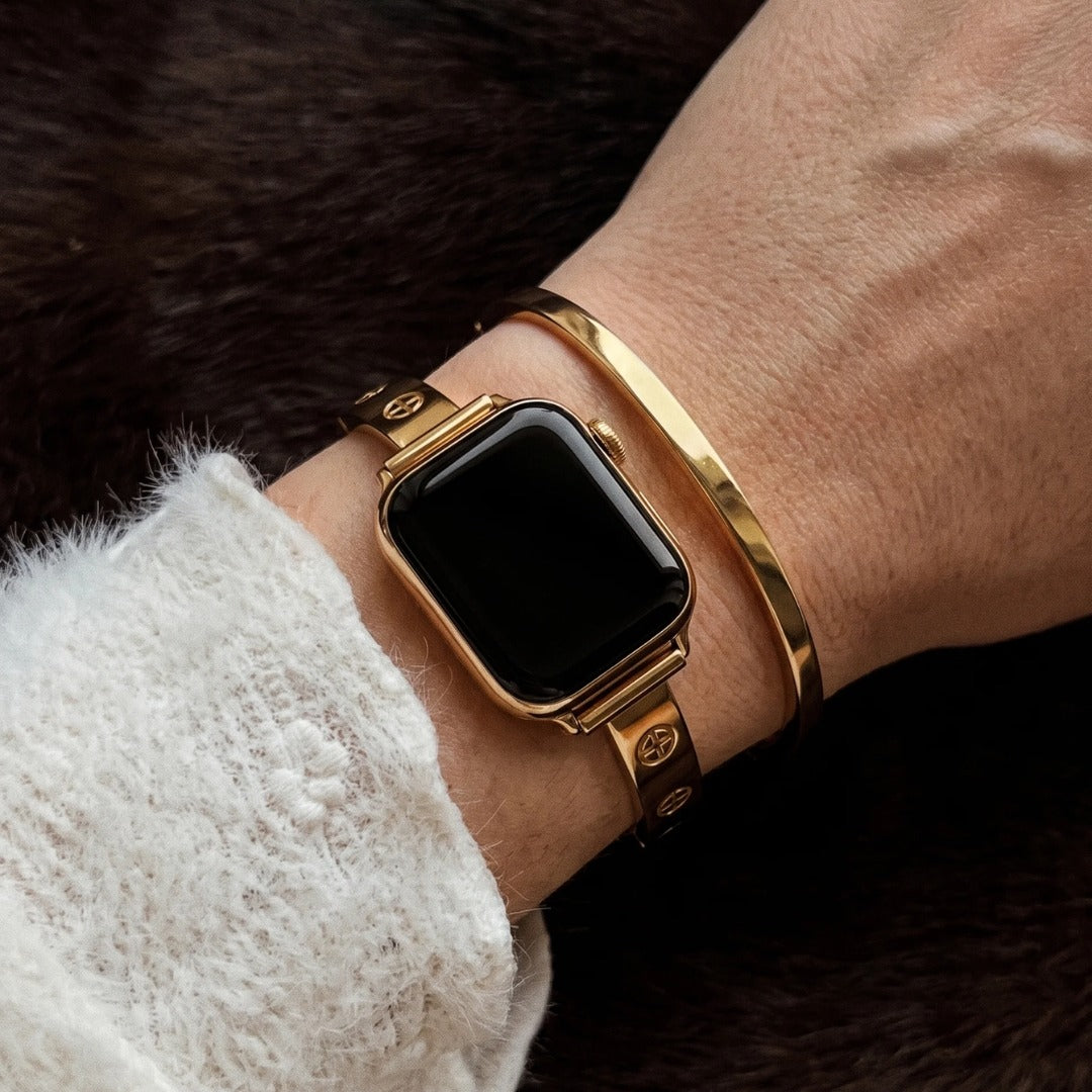 Amore Bangle Band in gold styled with bracelets