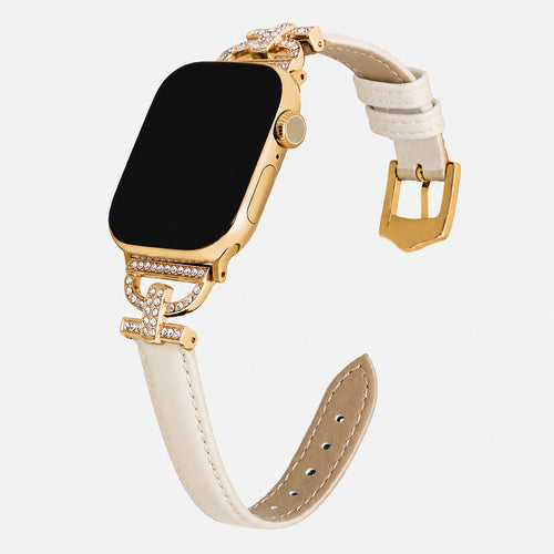 Ancora Pave Leather Band in Ivory for Apple Watch