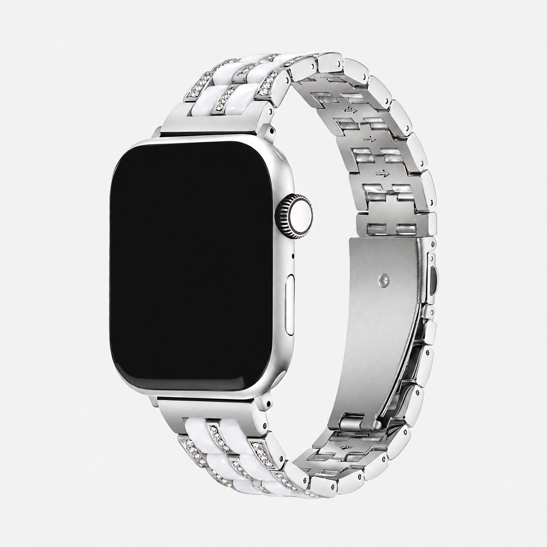 Rosa Pavé Band in Silver for Apple Watch