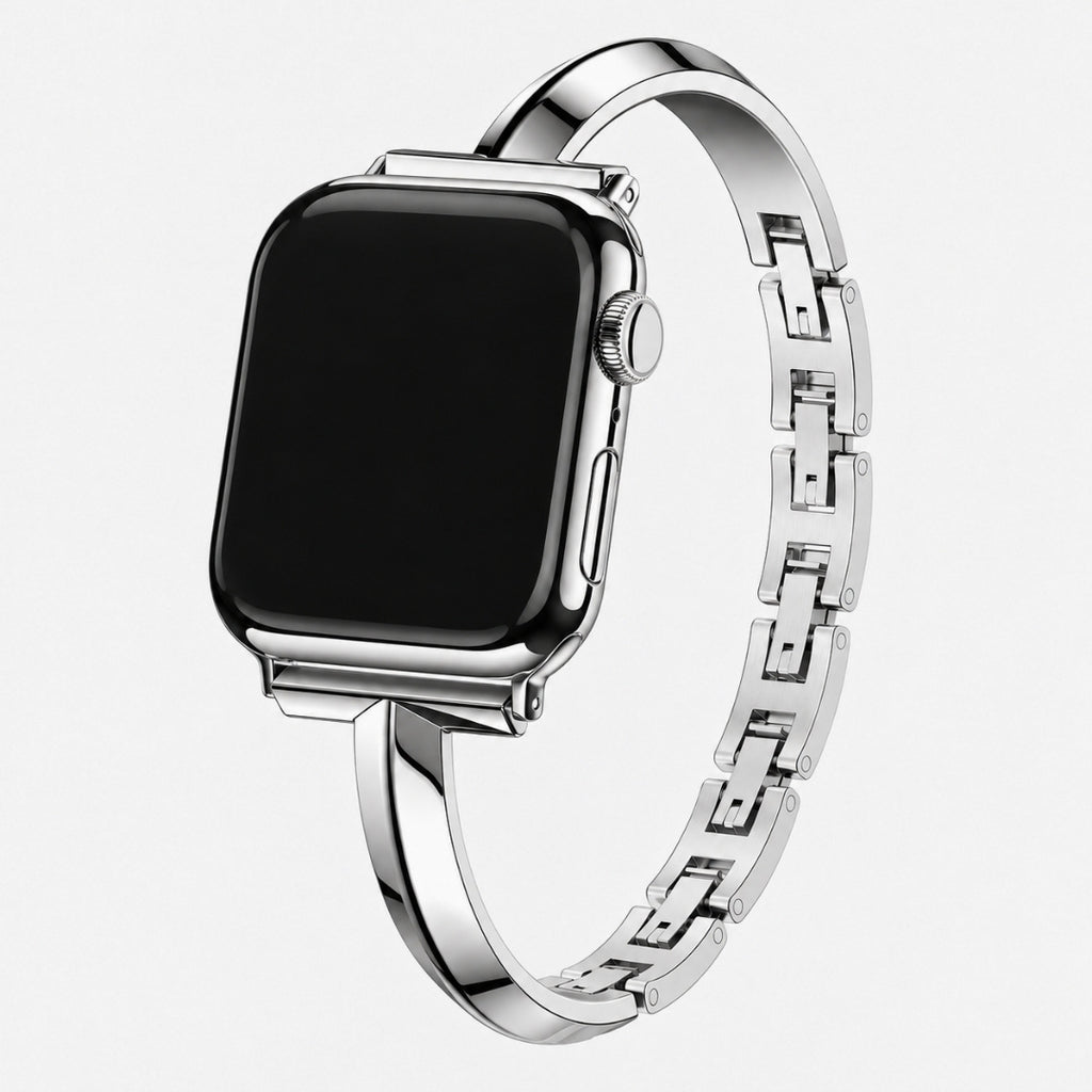 Positano Bangle Band in silver on an Apple Watch