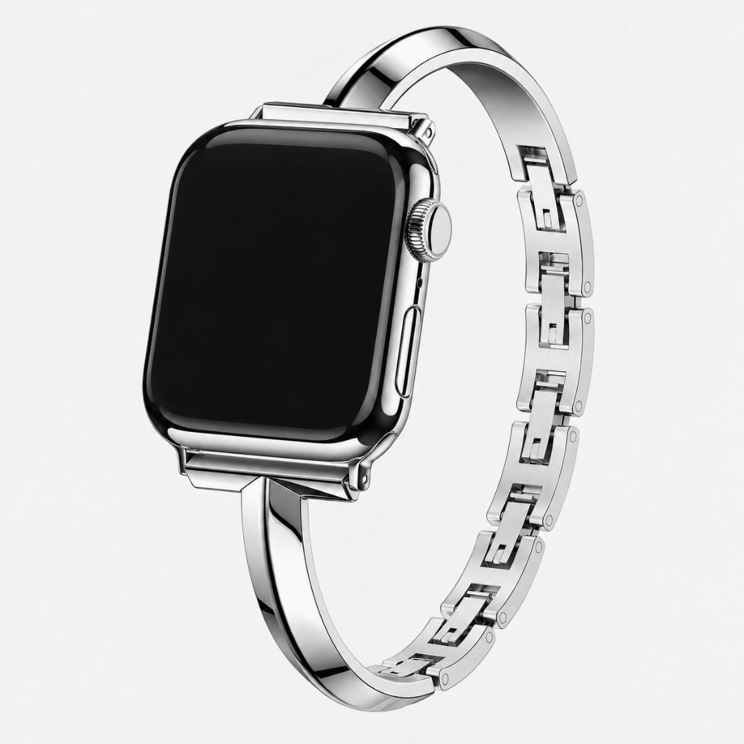 Positano Bangle Band in silver on an Apple Watch