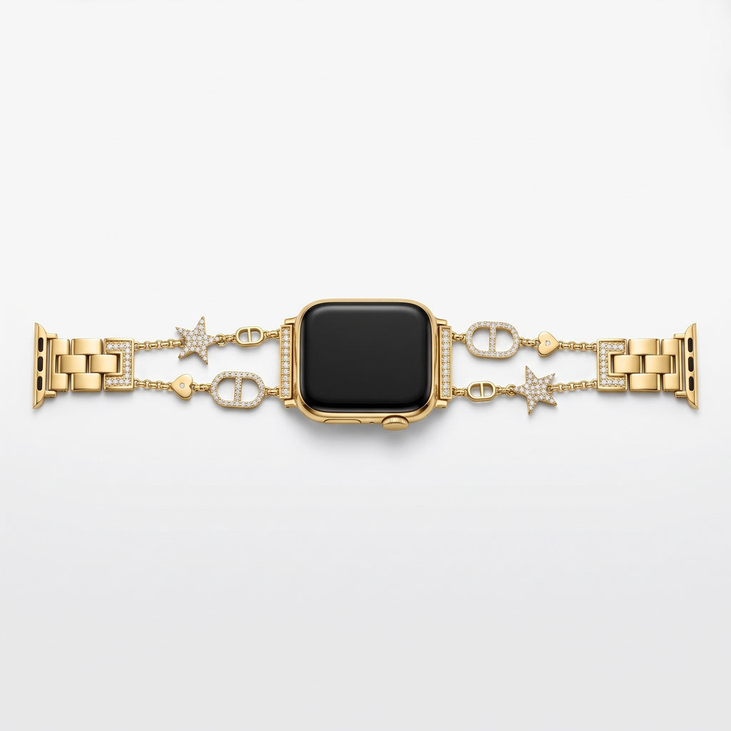 Stellina Charm Band in gold laid flat