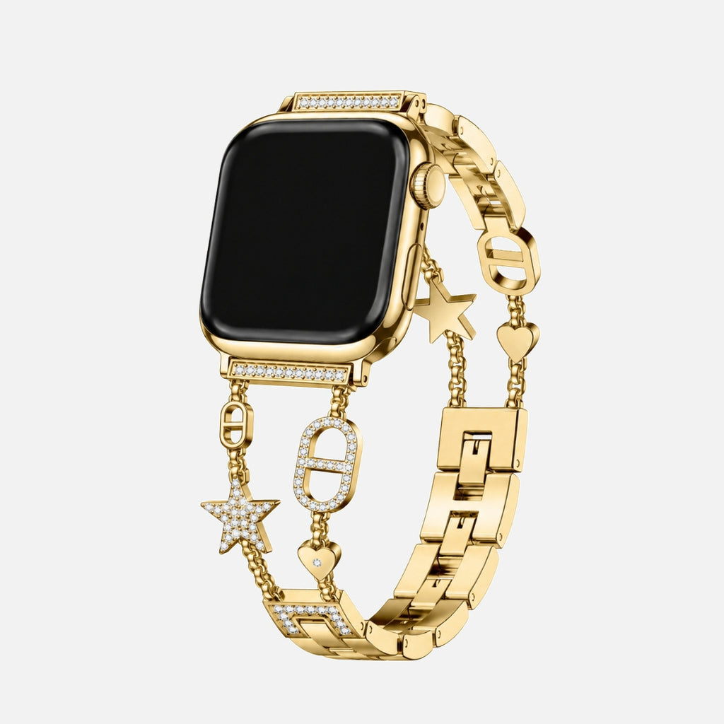 Stellina Charm Band in gold on an Apple Watch